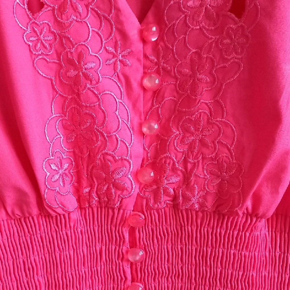 Pink Ruffled Smocked Blouse - Picture 3 of 10